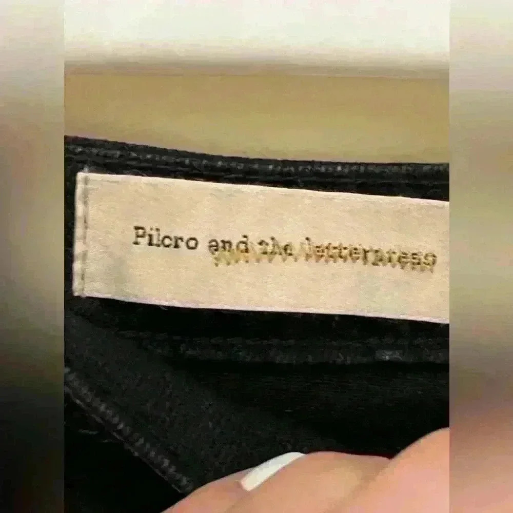 ANTHROPOLOGY Pilcro and the Letterpress Black Full Button Jean Skirt Size 4 - Picture 4 of 12